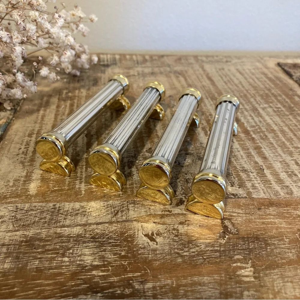 4 Knife Rests Chopstick Rests Signed SL Silver Plated and Gold Tone Vintage